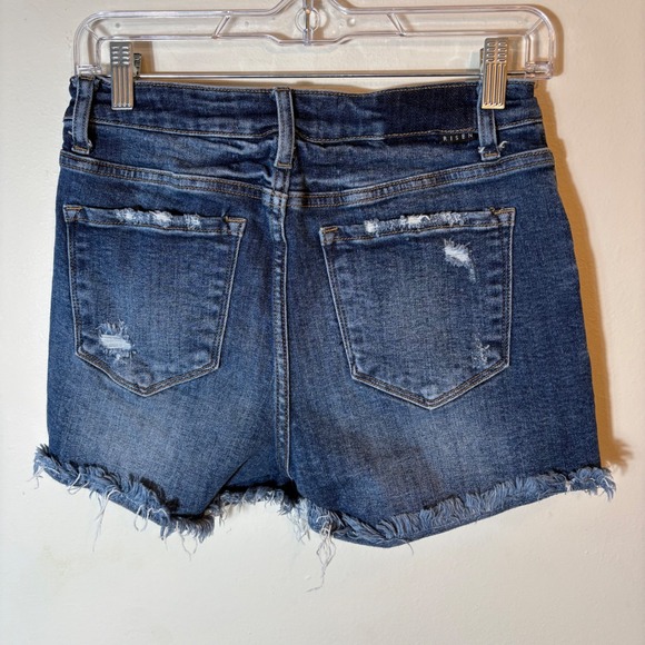 Risen Distressed Denim Jean Shorts Dark Wash Frayed Hem‎ Medium - Picture 3 of 6